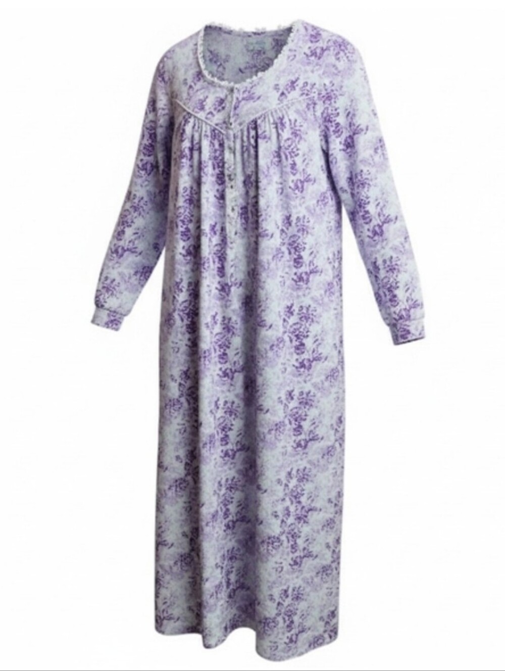 LANZ OF SALZBURG | Lavender Floral Long-Sleeve Traditional Modest Nightgown | S